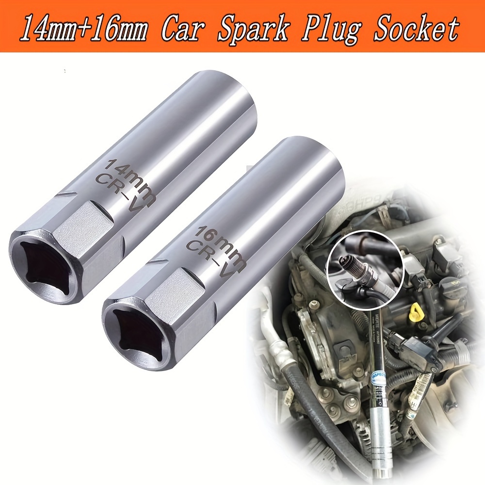 

Car Spark Plug Socket Universal Magnetic Spark Plug Wrench Spark Plug Removal Auto Repair Tool 14mm+16mm