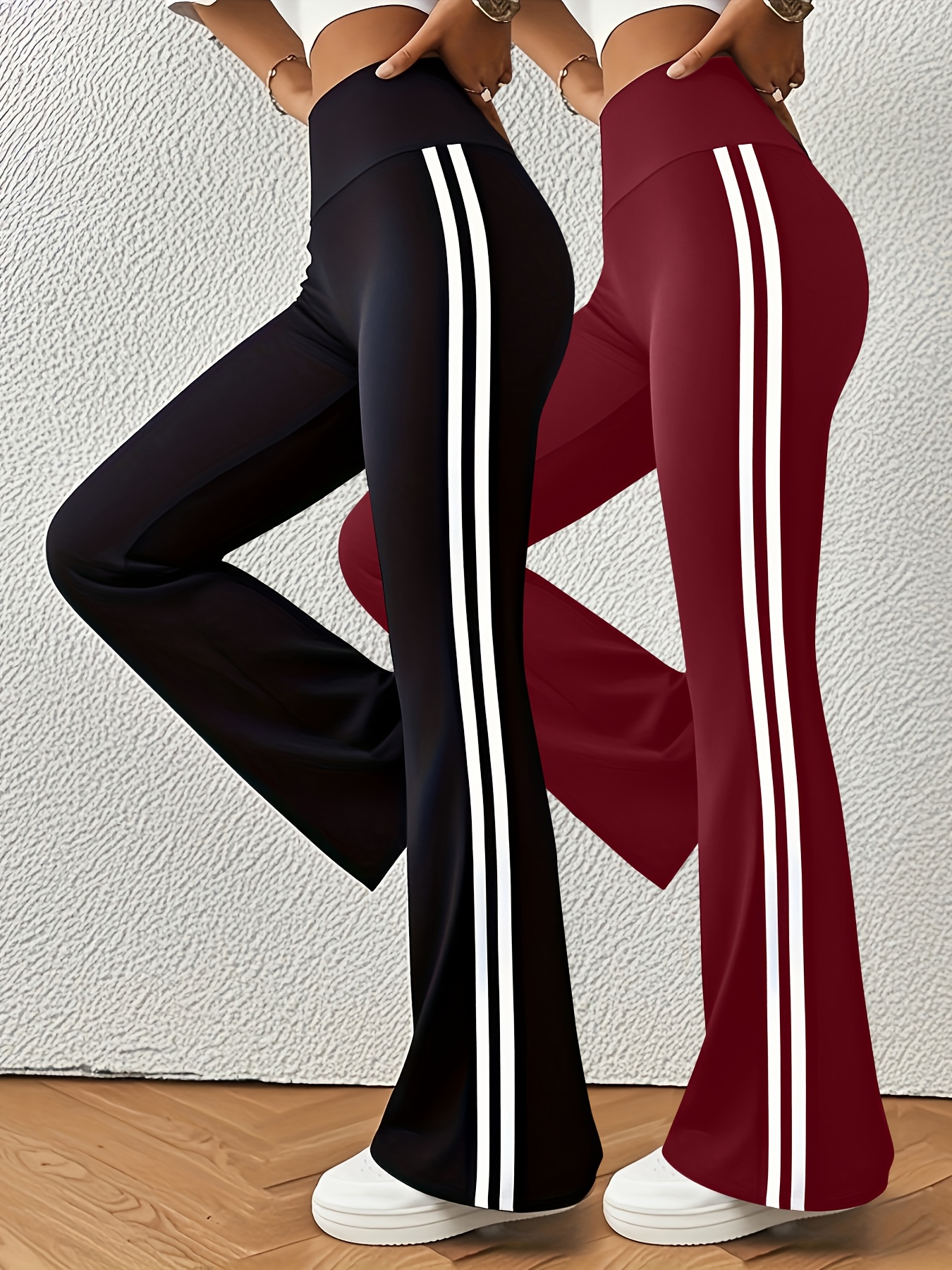 womens suit 2pcs set womens long pants high waisted side stripe casual pants