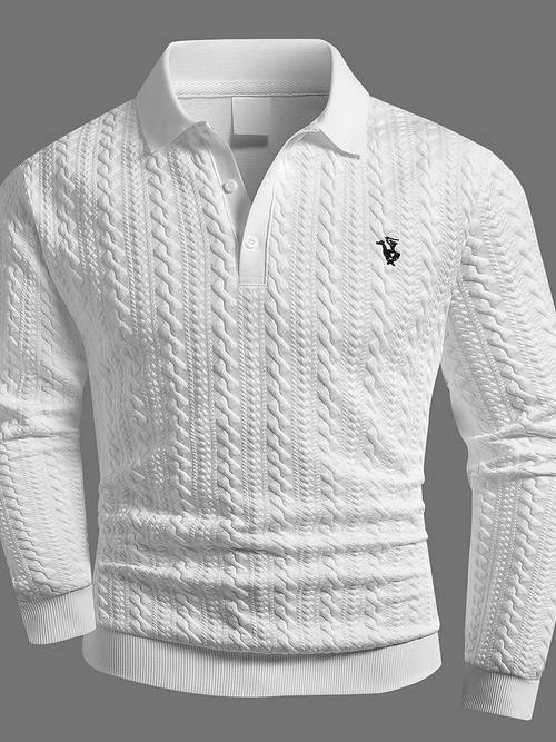 sudadera tipo camisa de larga para hombre con cuello de y de punto de trenzado de estilo vintage