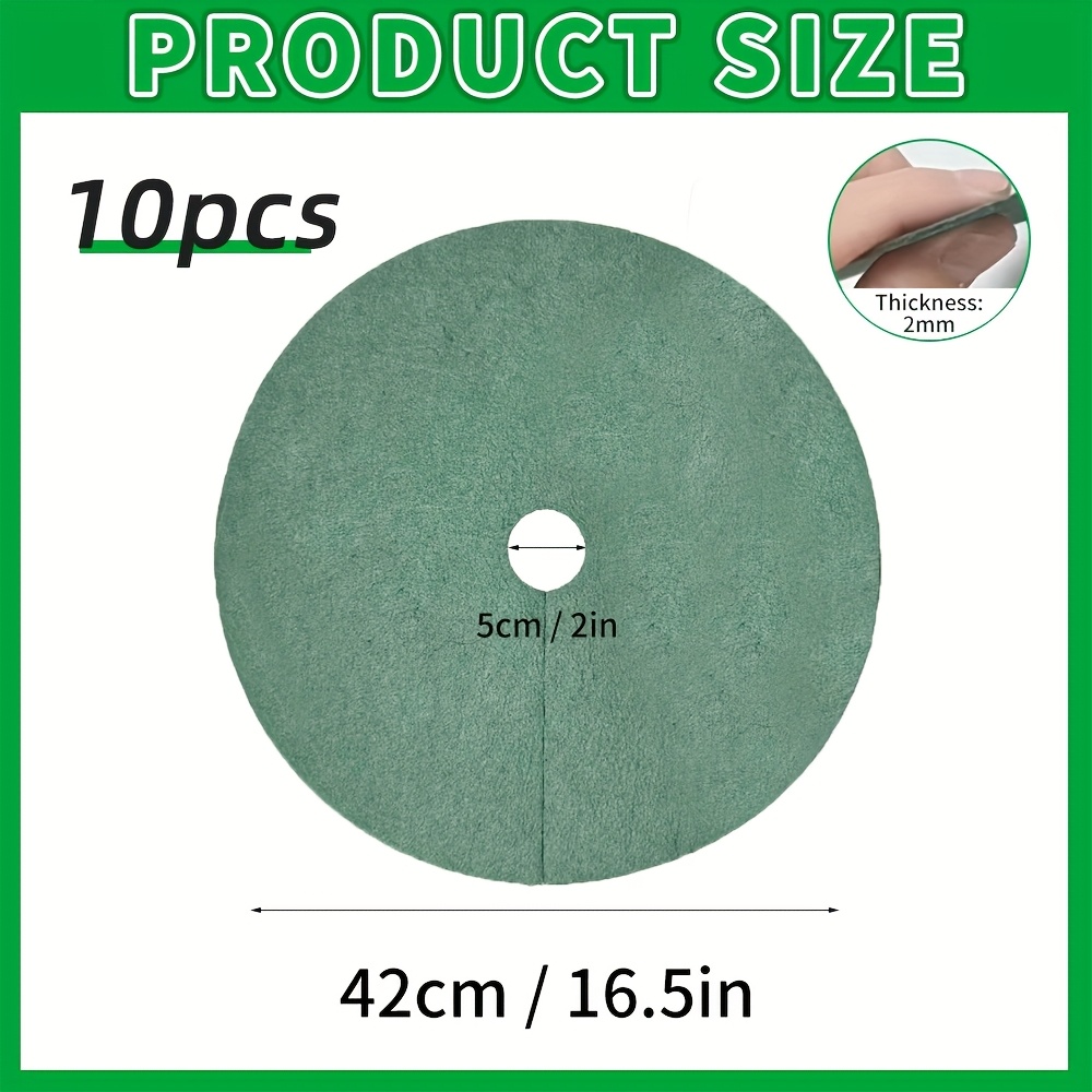 Image of 10pcs Green Non-woven Tree Mulch Rings For Garden & Lawn Care, Durable Textile Material Barrier, Circular Tree Root Protection Covers, Landscape Maintenance Barrier Pads, Easy-to-install Slit Design
