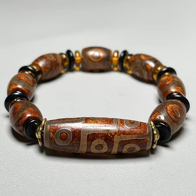 Retro Nine-Eyed Agate Bead Bracelet, Unisex Ethnic Style