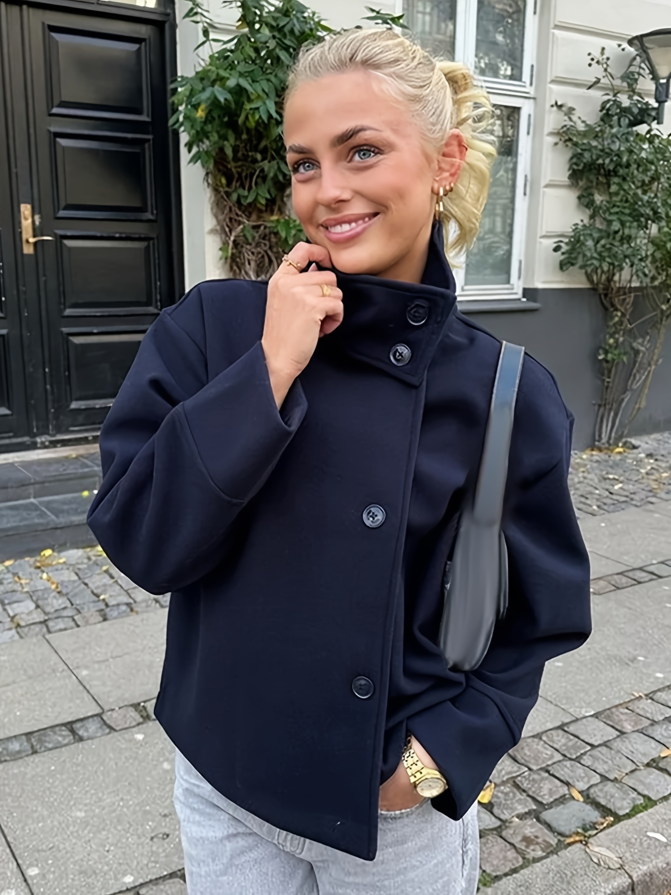 Navy Blue Plus Size Formal Coats Casual Navy Dress Coat Plus Size