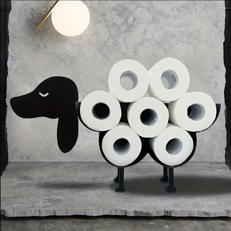 

1pc Creative Dachshund Iron Toilet Paper Holder, Whimsical Bathroom Decor, Free-standing Metal Tissue Holder, Unique Home Accessory