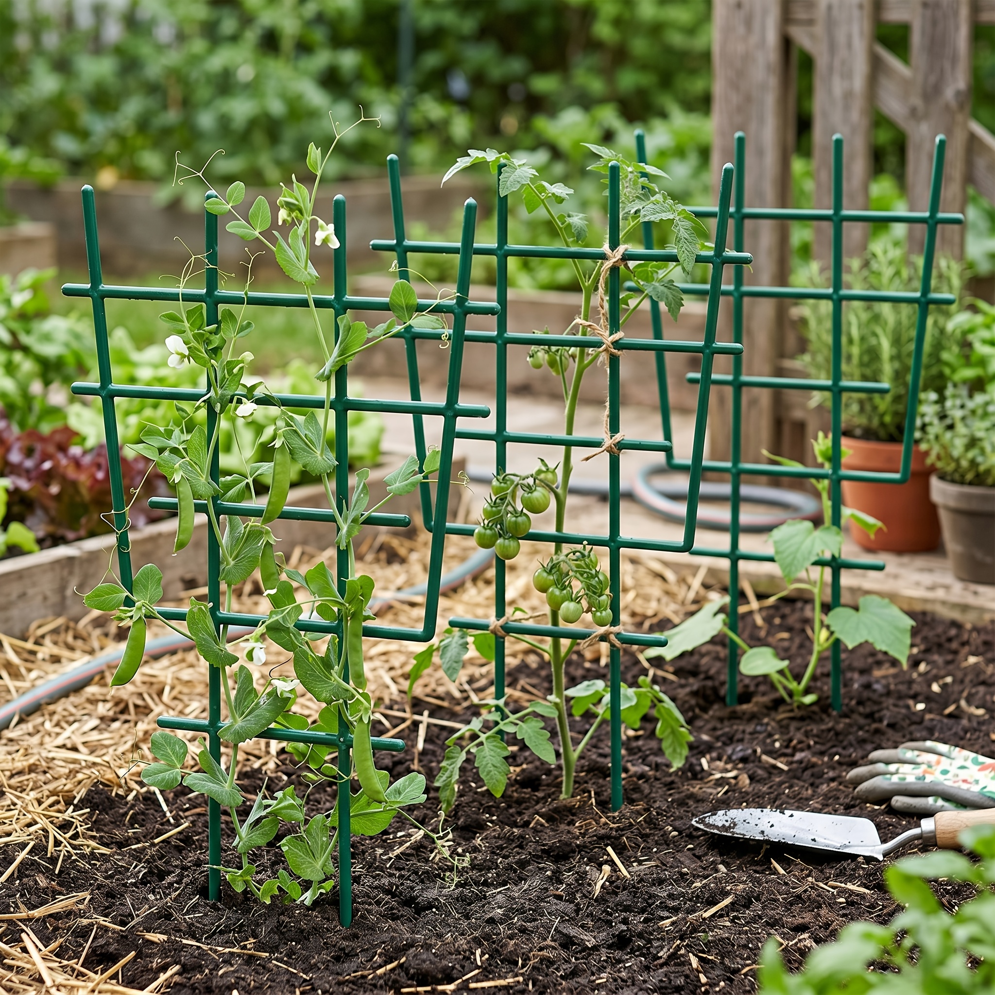 TEMU 4pcs/6pcs/8pcs Plant Climbing Support Frames, Multi-style Optional, Stackable Plastic Brackets, Durable And Rust-proof, Suitable For , Roses,