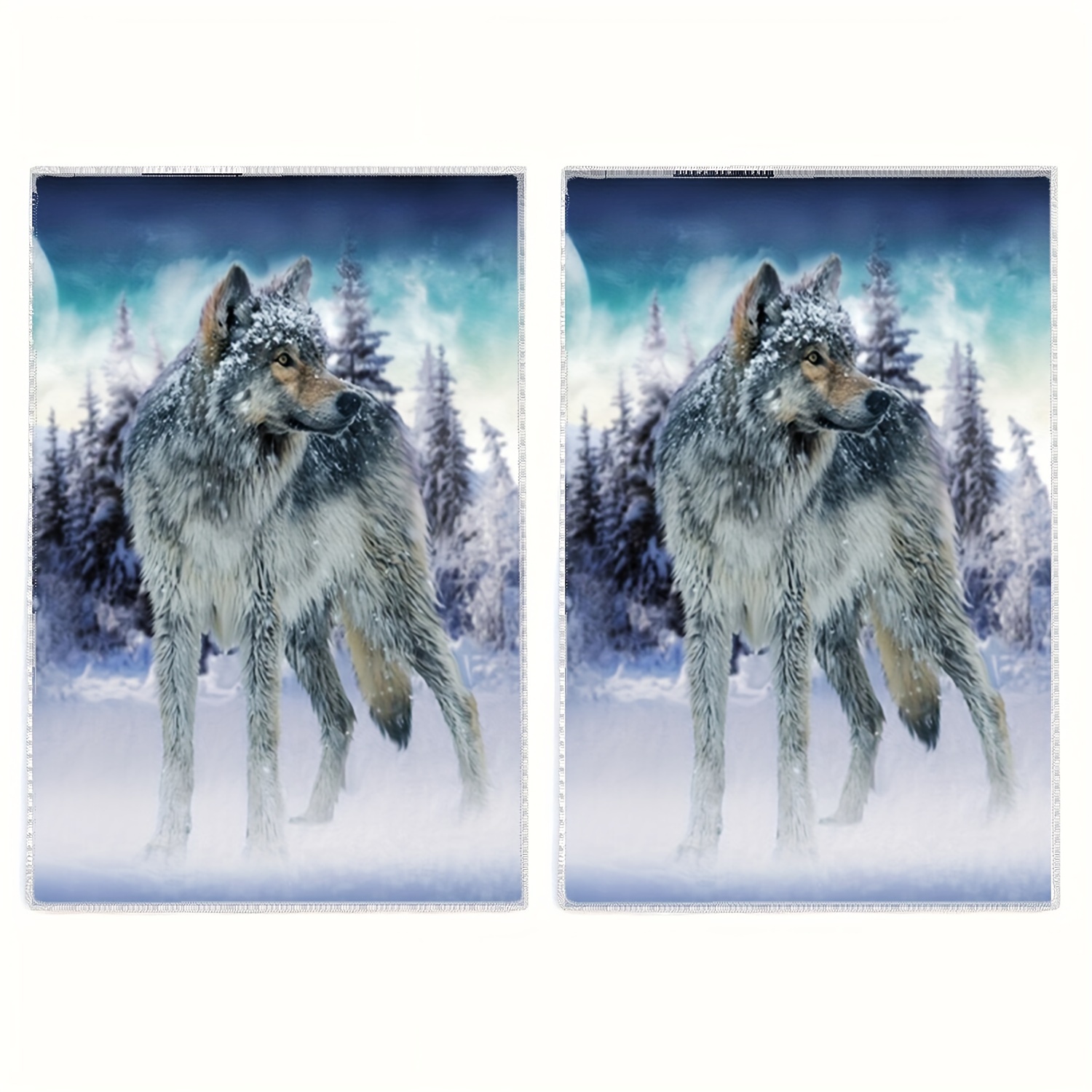 

2pcs Wolf - Towels - , , And Polyester Dish Cloths For Use, , Drying, And To