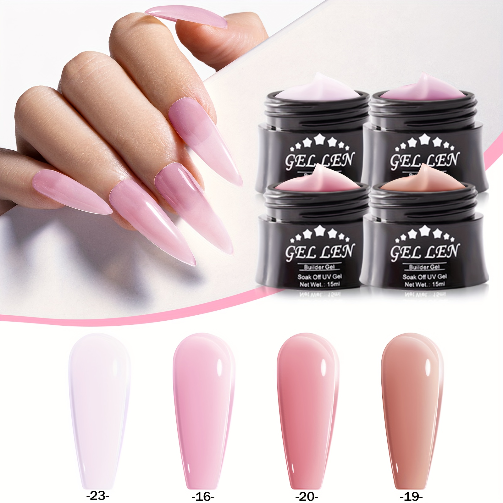 TEMU Gellen Builder Gel Nail Kit - Nail Extension Gel For Nail Nude Naked Purple Rose Brown Hard Gel Builder Nail Gel Kit Hard Gel Nail Builder 15ml