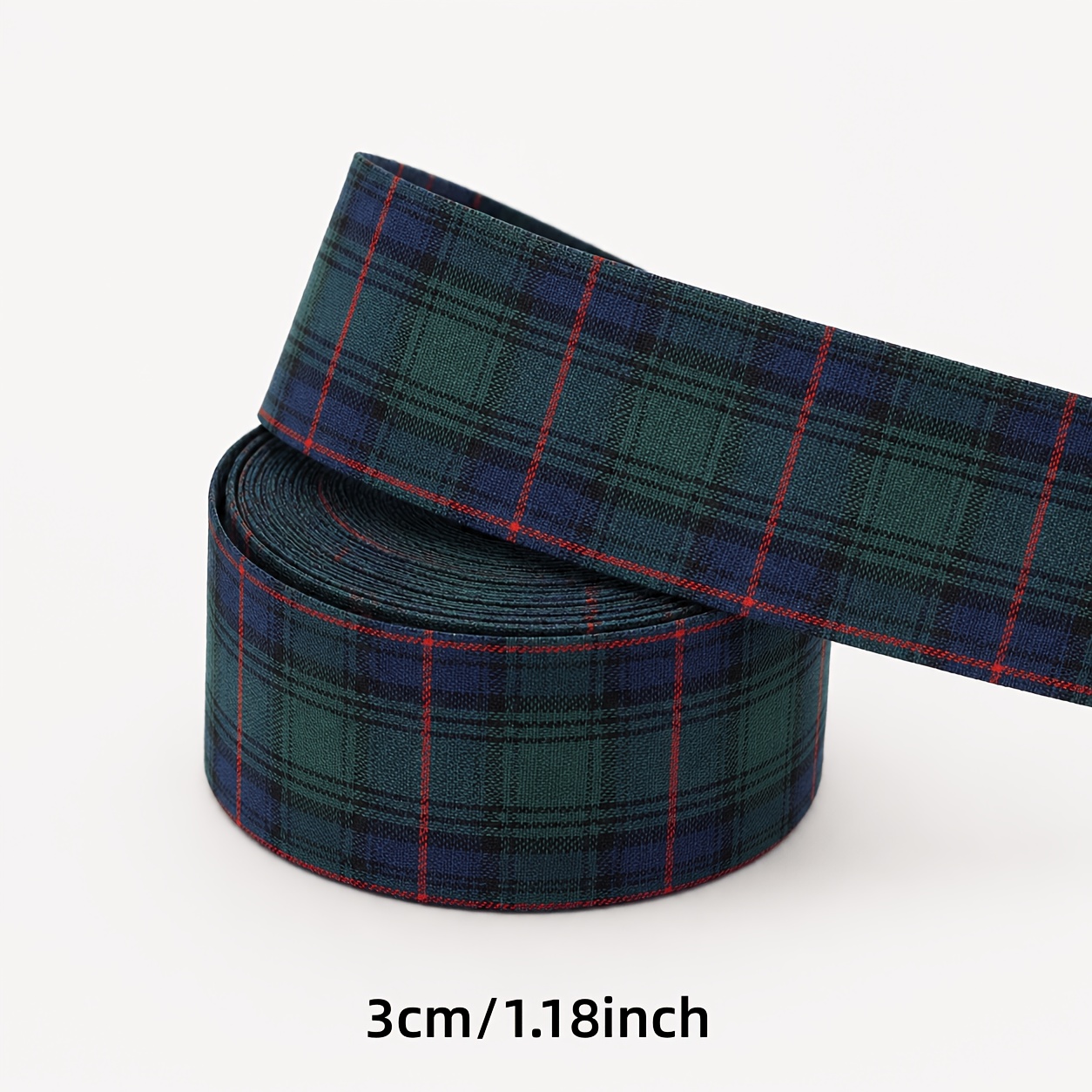 TEMU Ruban à en 5 yards, rouleau de ruban 10 mm/0,39 po, 30 mm/1,18 po, 50 mm/2 po, ruban en tissu à imprimé écossais découpé en rayures pour