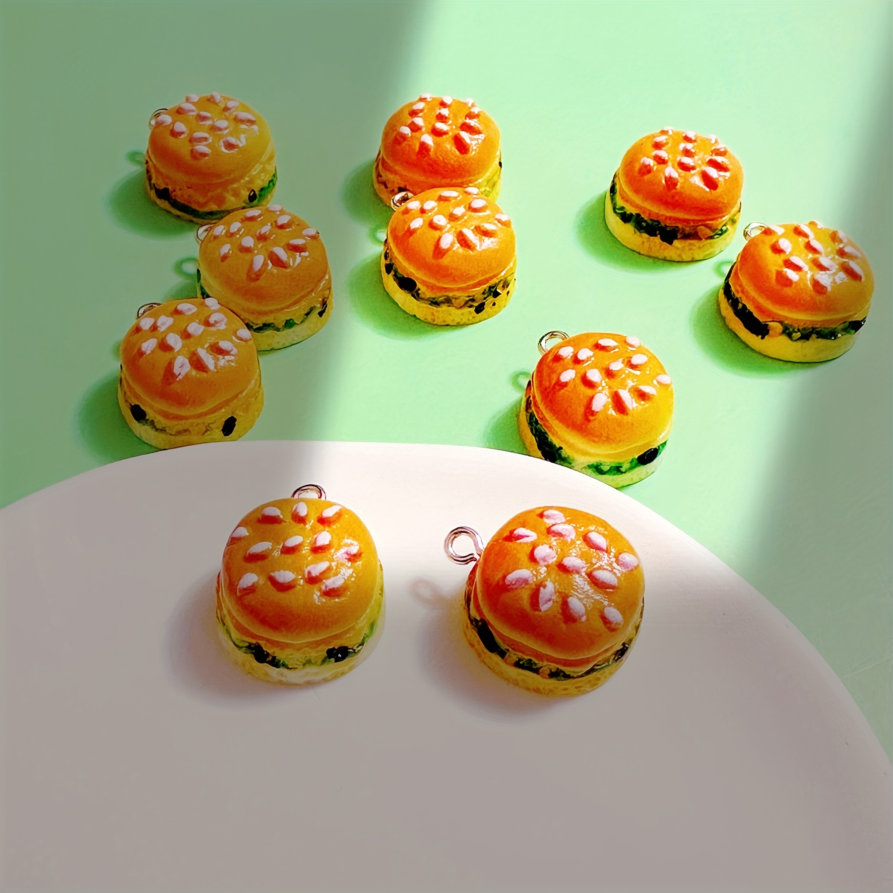 

10pcs 3d Hamburger Set - Pendants For , Necklaces, Bracelets, Keychains & Bag Accessories