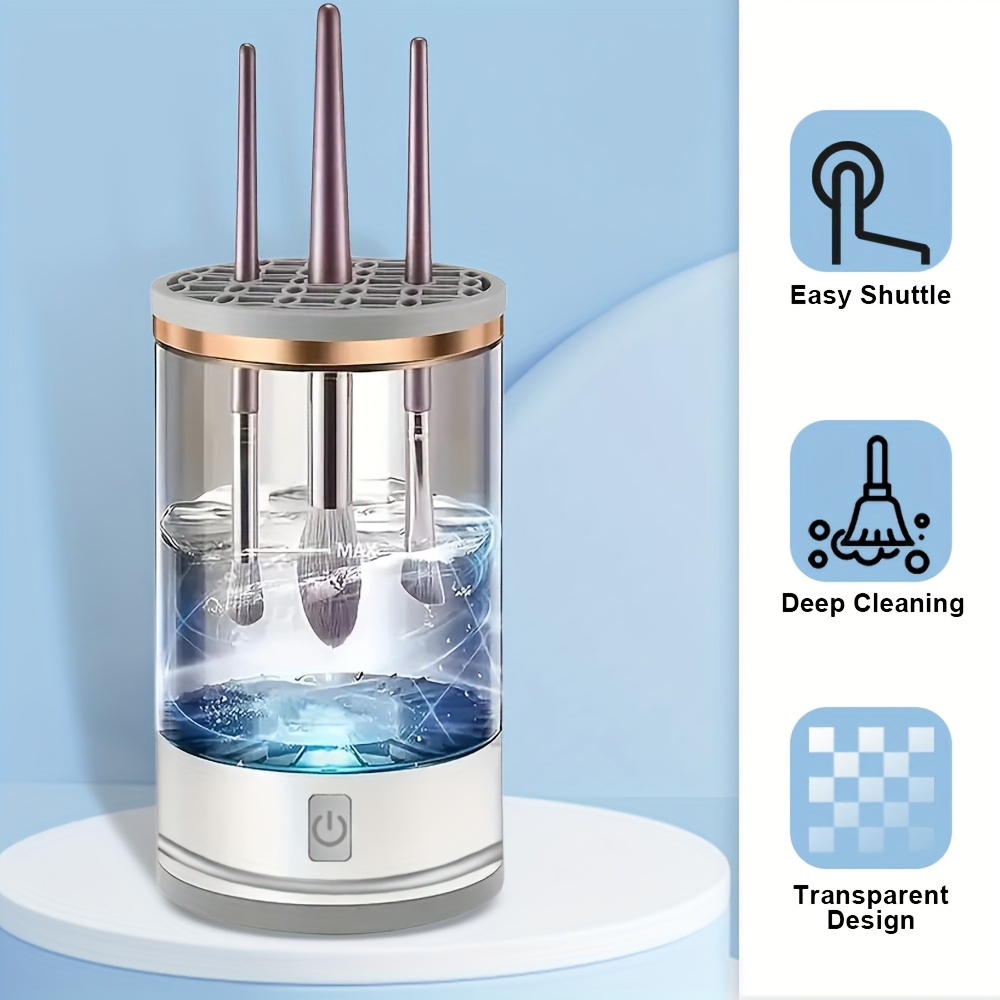 usb rechargeable electric makeup brush cleaner quick   deep cleaning machine for all brush types portable design ideal for   use   tools gift for women friends details 0
