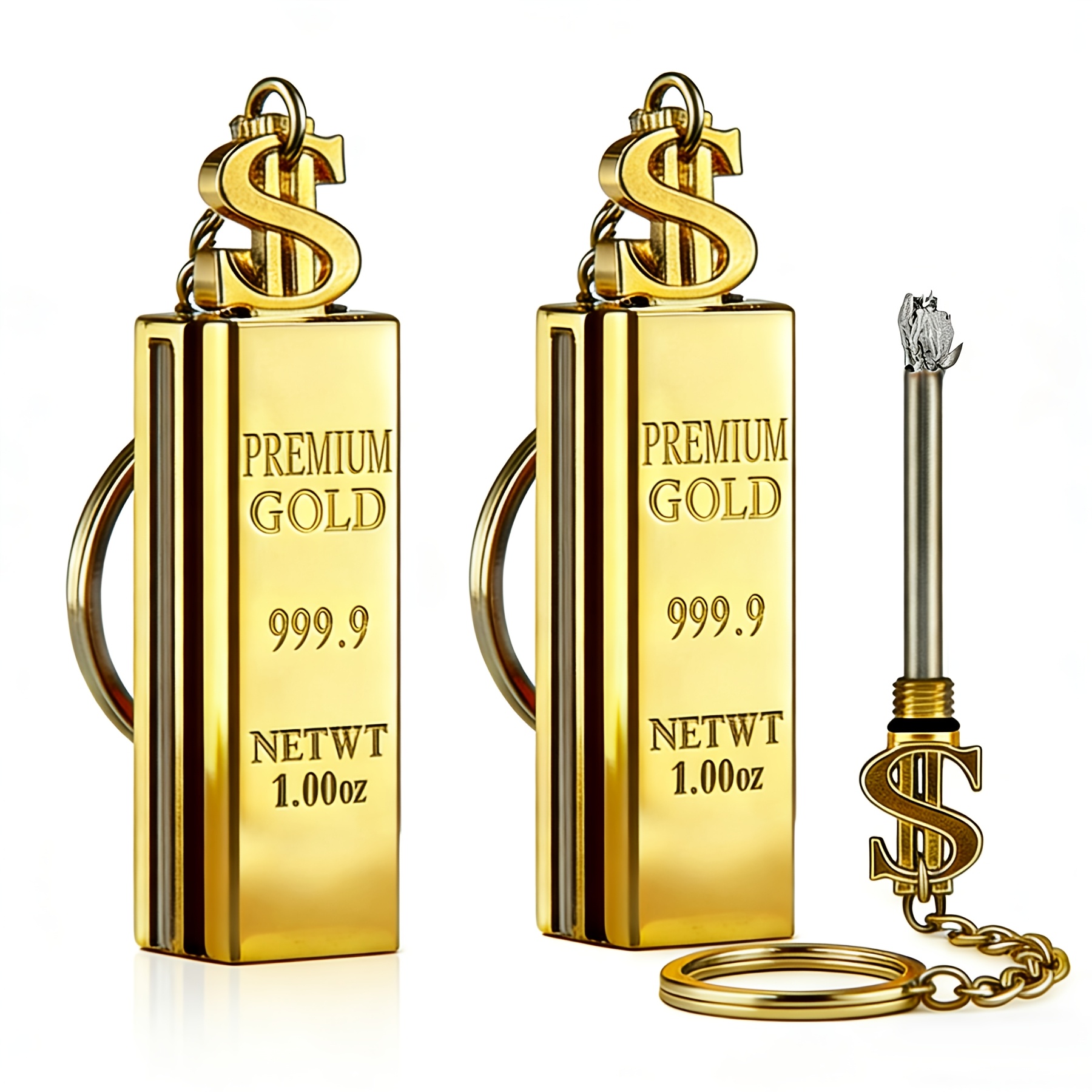 TEMU (lighter Fluid Not Included) 2/4 Pack Golden Permanent Match Lighter, Refillable Windproof Metal Kerosene Lighter With Keychain, Outdoor Camping