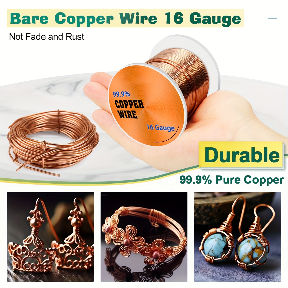 

99.9% Pure Copper Wire, 16 Gauge/ 1.3 Mm Diameter 33feet Soft Pure Copper Wire, 16 Awg 10m Copper Wire For Jewelry Making Wire Craft Wire, Gardening Pure Copper Wire