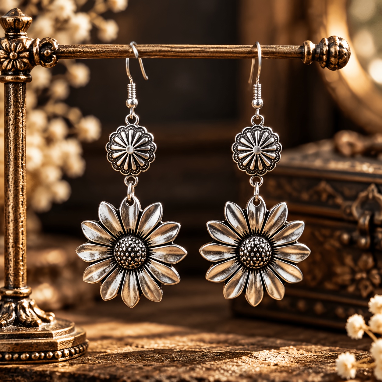 TEMU Pendientes colgantes florales de estilo transfronterizo, sin batería