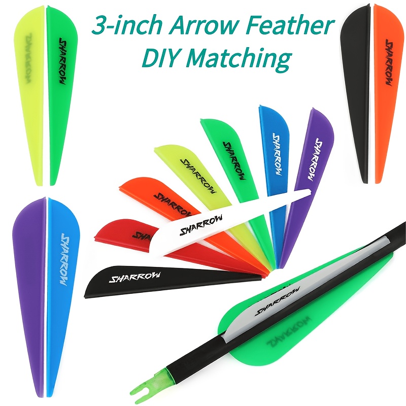 

24pcs Universal Archery Arrow Feathers, 3-inch Rubber Fletching Set, Multiple Colors, For Diy Arrow Customization And Improved Shooting