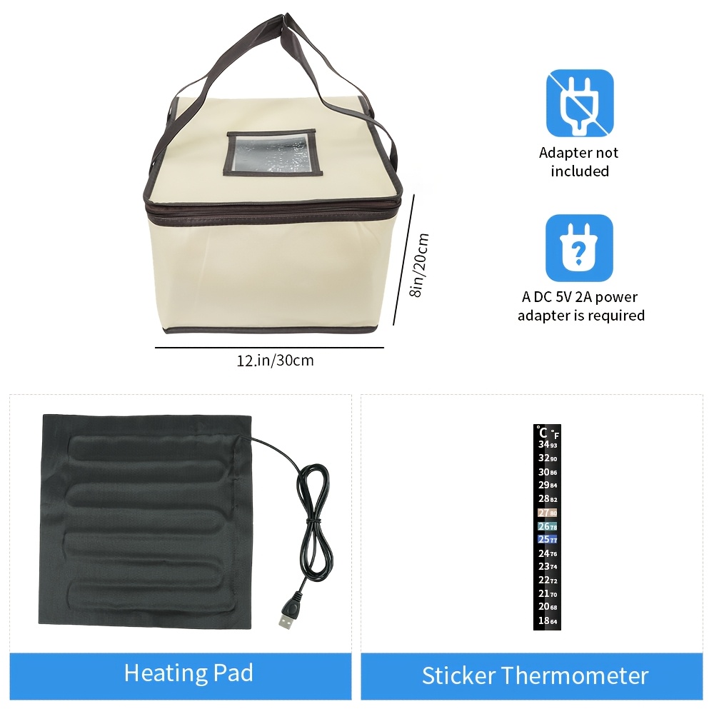 TEMU Home Egg Warm Bag, Usb Flexible Heating Pad, Portable Constant Temperature Incubator Bag With Observation Window, Foldable And , Low-temperature
