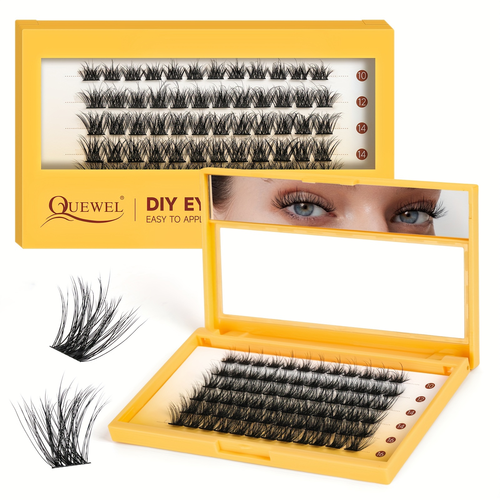 

72pcs Eyelash -16mm 3d Diy Lash Extensions Soft And Fluffy Lashes Create At Home For