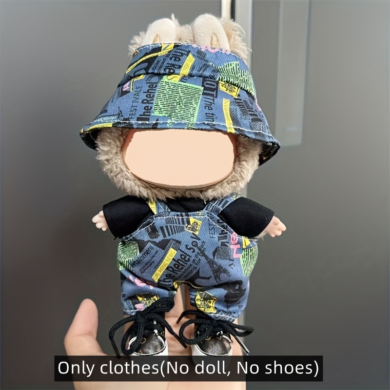 TEMU 6.69-inch/17cm Cartoon Bear Clothing Set, Doll Clothes For Labubu Dolls (excluding Dolls), Work Pants And Sneaker, Dolls Outfit Accessories,