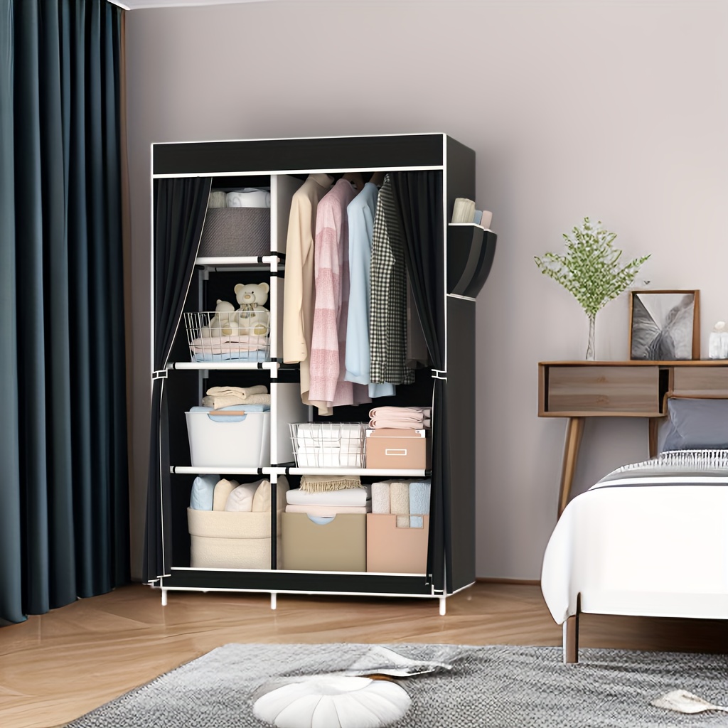 

1pc Foldable Metal Wardrobe, Dustproof Sturdy Steel Closet With Easy Assembly, Space-saving Organization Unit For Home, Efficient Bedroom Storage