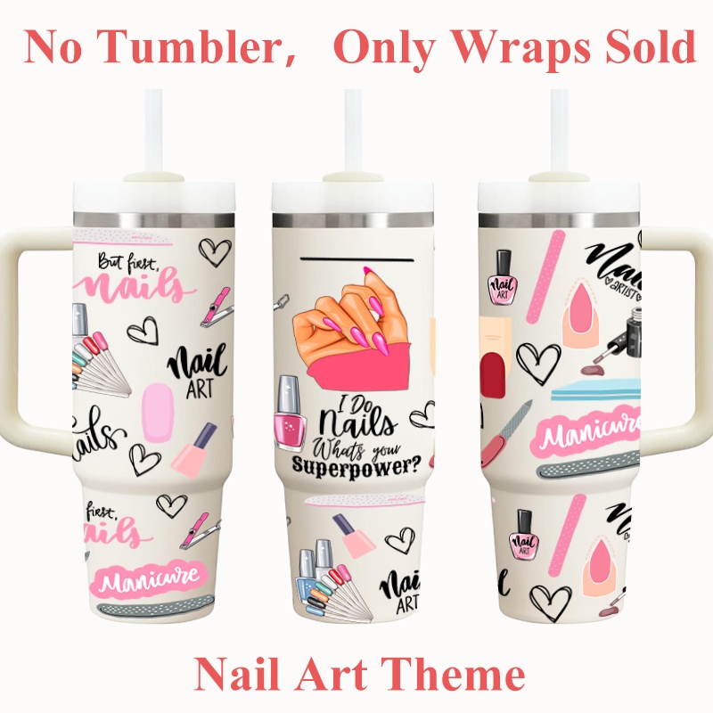 TEMU 2pcs No Cup Special Stickers Valentine's Day Gift Birthday Gift Makeup Nail Art Bow Heart Shaped Bohemian Sunflower Turtle Cow Girl 40oz Glass