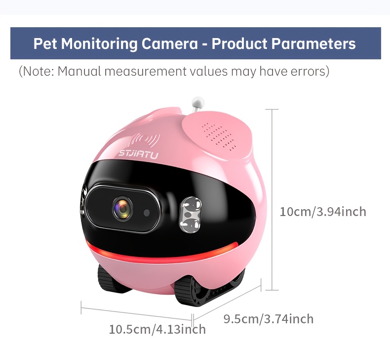 STJIATU Pet Camera - Mobile Monitoring for Elderly and Children, Wireless WiFi 2.4G Smart Voice Robot, Pet Entertainment, Mobile Remote Viewing Device with Built-in 64GB Memory Card, Cloud Storage Support, Feather Artificial Breeding