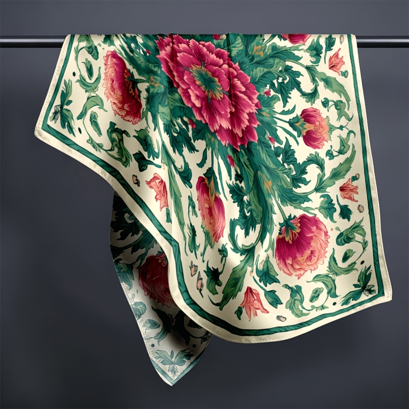 TEMU Pañuelo de 1 pieza para la cabeza multifuncional de exterior con estampado floral vintage, para uso diario/reuniones informales/desplazamientos,