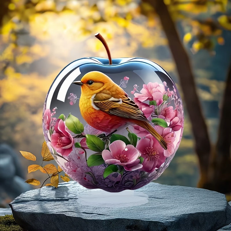 

2d Flat Style Acrylic Hummingbird & Floral Tabletop Decor - Multipurpose Animal Themed Plaque For , Ideal For Bedroom, Cafe, Living Room - Sun Gift