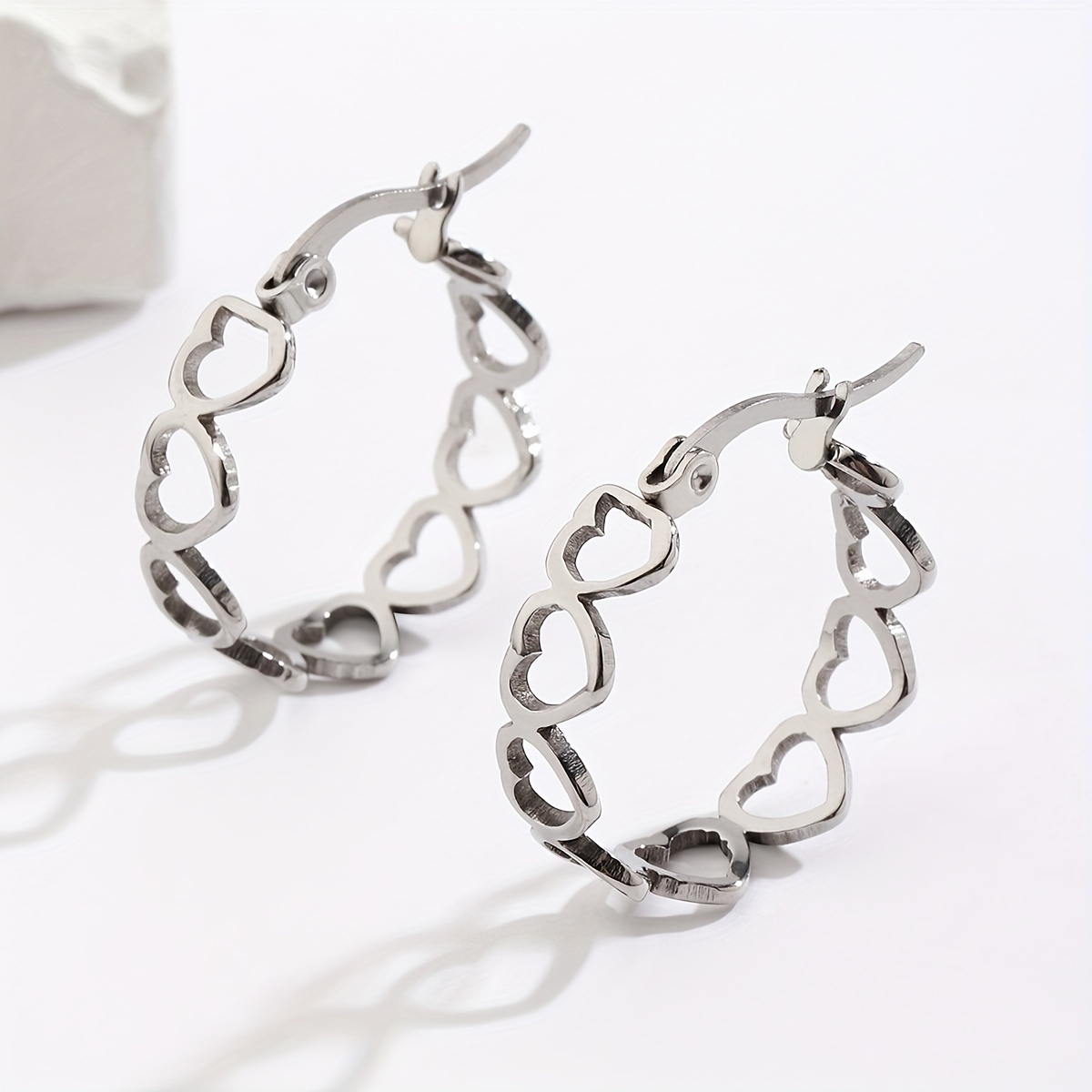 TEMU 1 Par de Aretes a Presión con Forma de de Melocotón en Acero Inoxidable Dorado y Plateado, Moda Femenina, Personalizados, Fáciles, Aretes de de