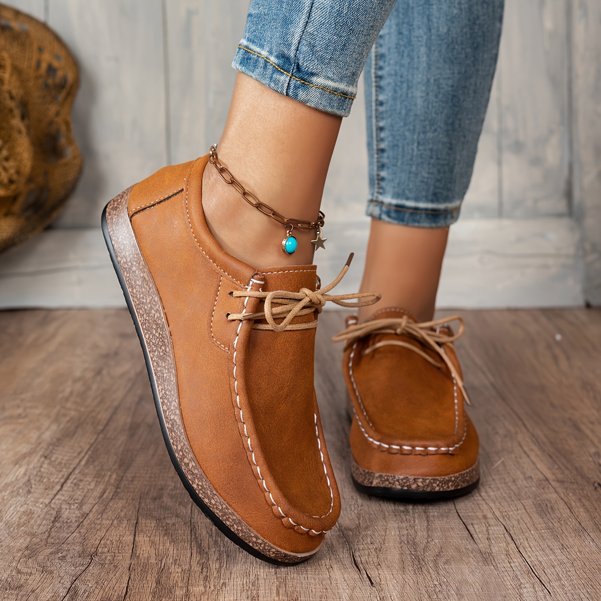 zapatillas casuales mujer cordones punta redonda Temu Brazil