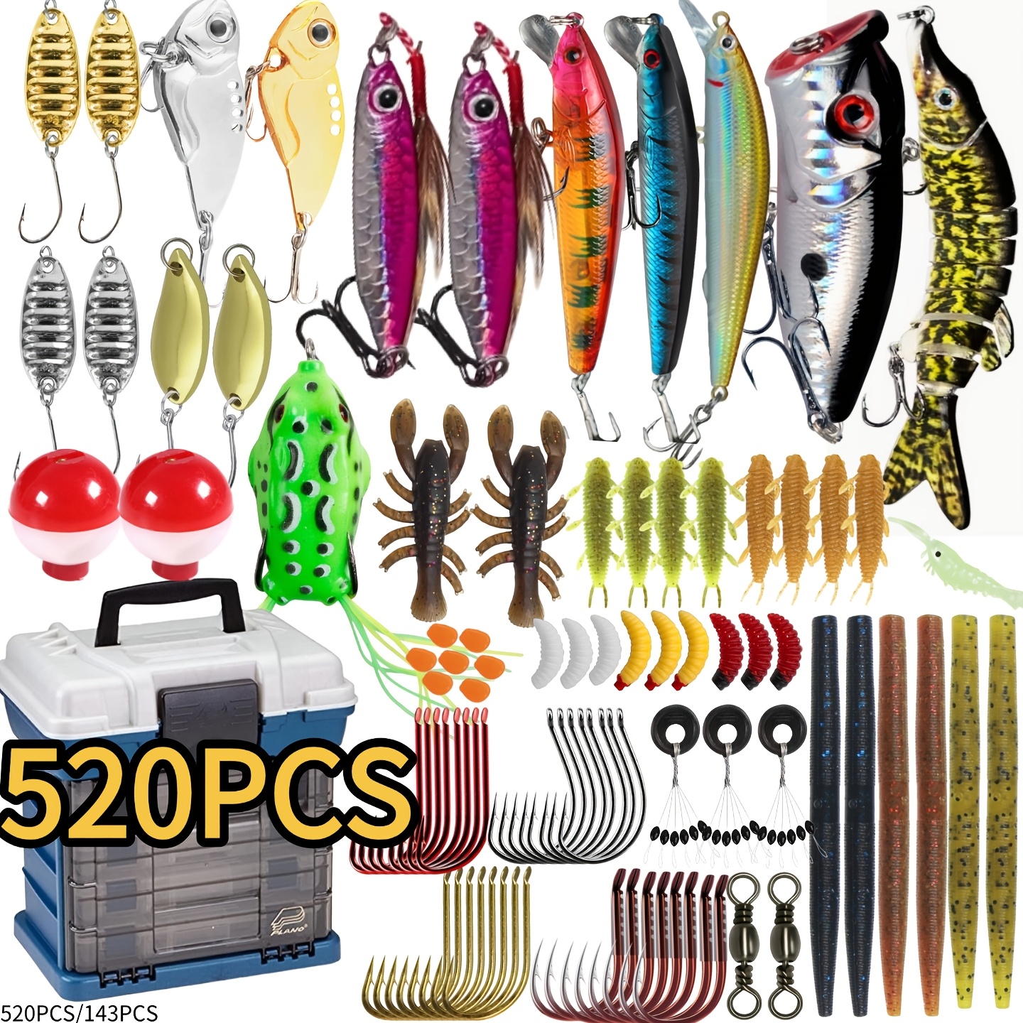 In-Coastal Lure Fishing Kit with Storage Box, 520pcs