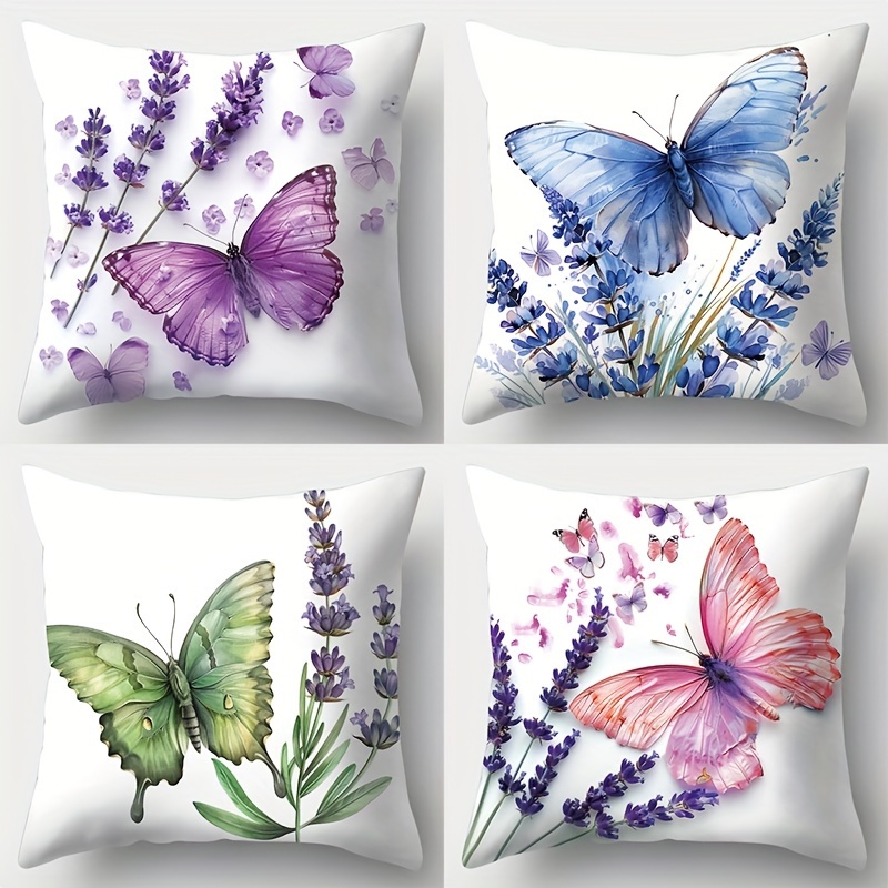 

4pcs Polyester Pillowcases, 17.72" - & - For And Decor, Zip ,