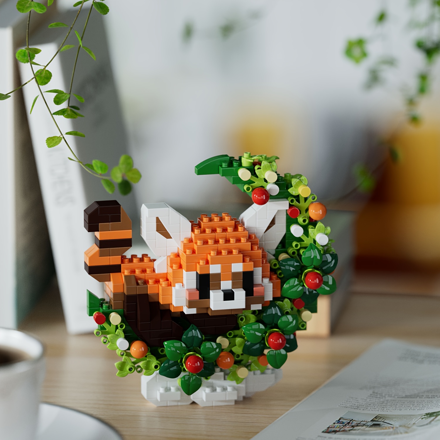 Compatible For Systems Flower Companion Moon Panda Building - Micro Particle Interlocking Bricks, Multicolor Suitable For & Collectors, Diy Assembly Model, Cute Panda Ornament Gift For Decor