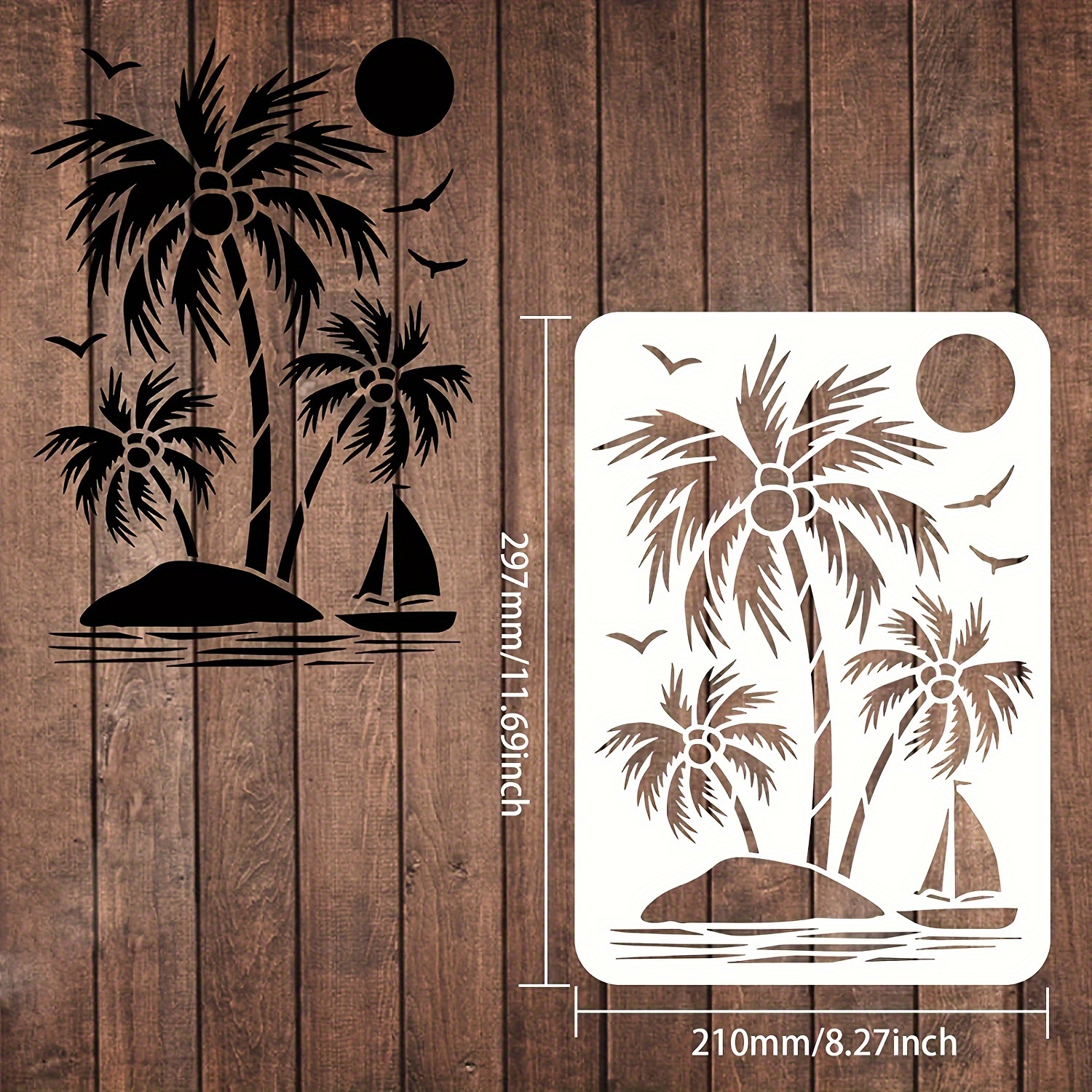 palm trees stencils a4 sailboat drawing - Temu Japan