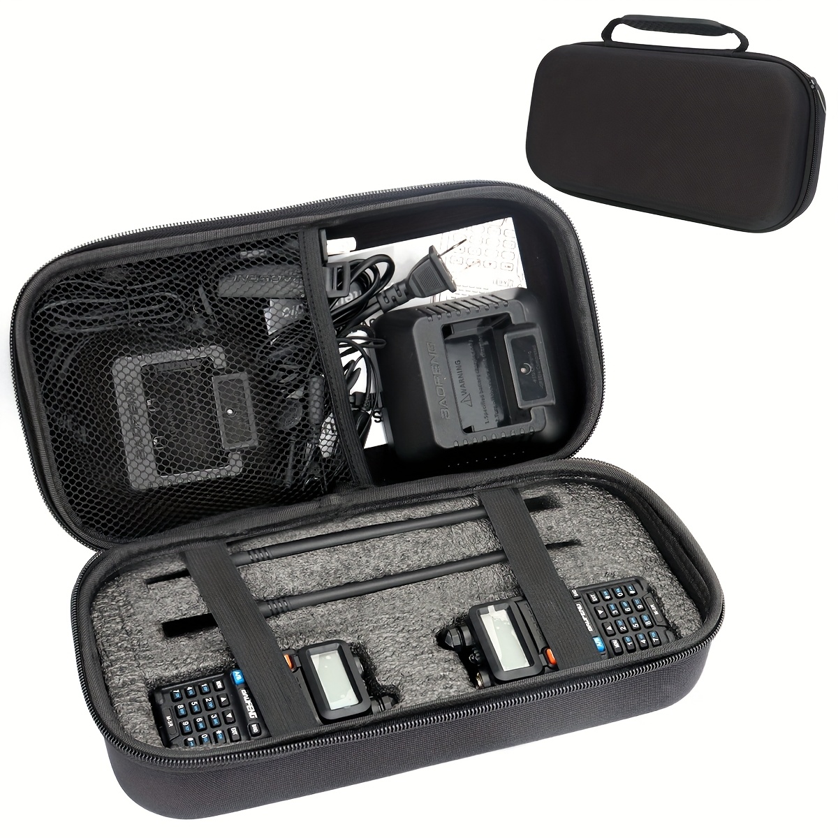 TEMU Baofeng Walkie Talkie Case Holder Handheld Radios Hard Storage Carrying Case For Bf-f8hp Gm-15 Pro Uv-5ra + Plus Uv-5re Gt-5r Bf-888s Uv-s9 Plus And Radio Accessories(bag Only)