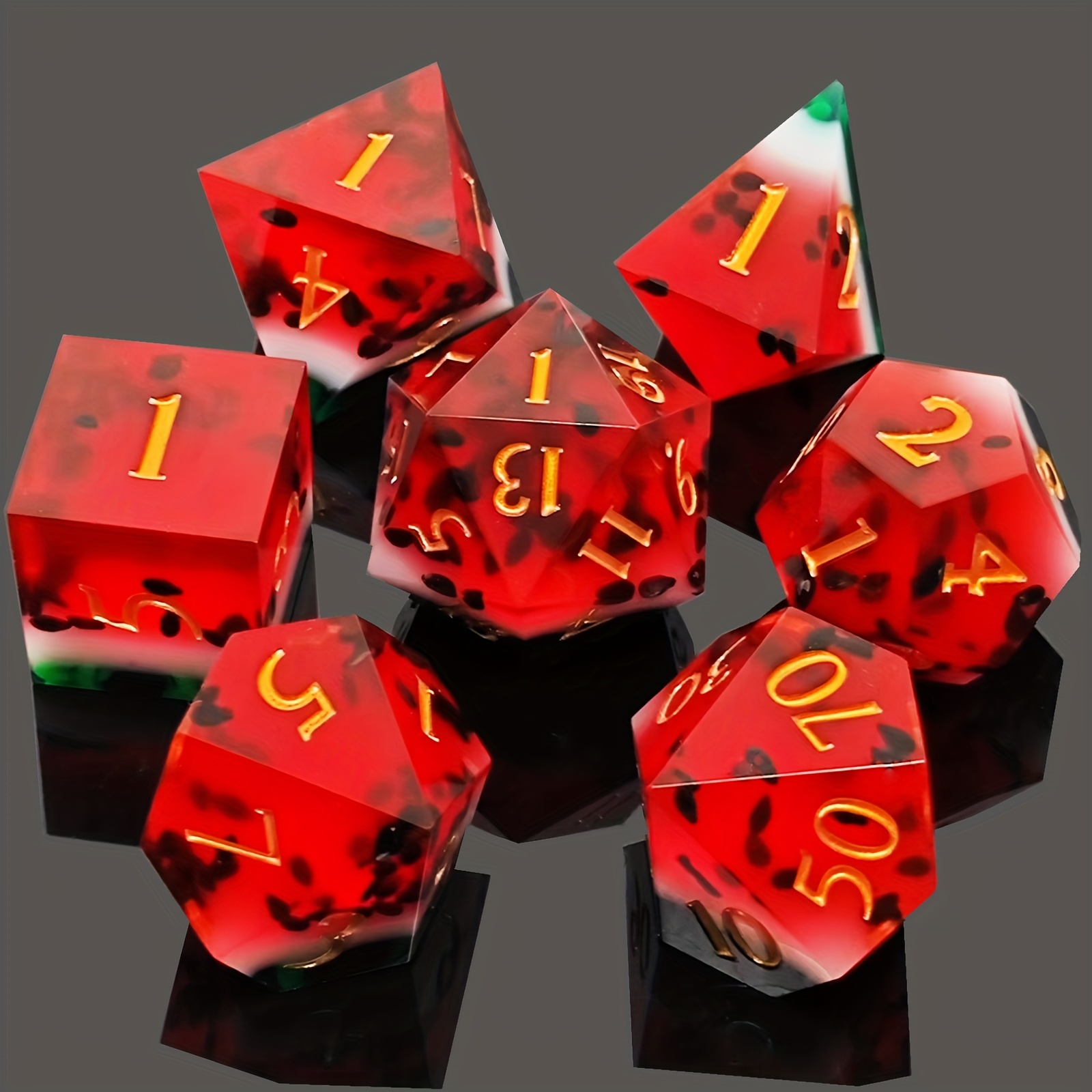 

- Resin New Sharp-angle Watermelon Dice Suitable For Dragon And Dungeons Dnd Role-playing Rog Running Group Board Game Set