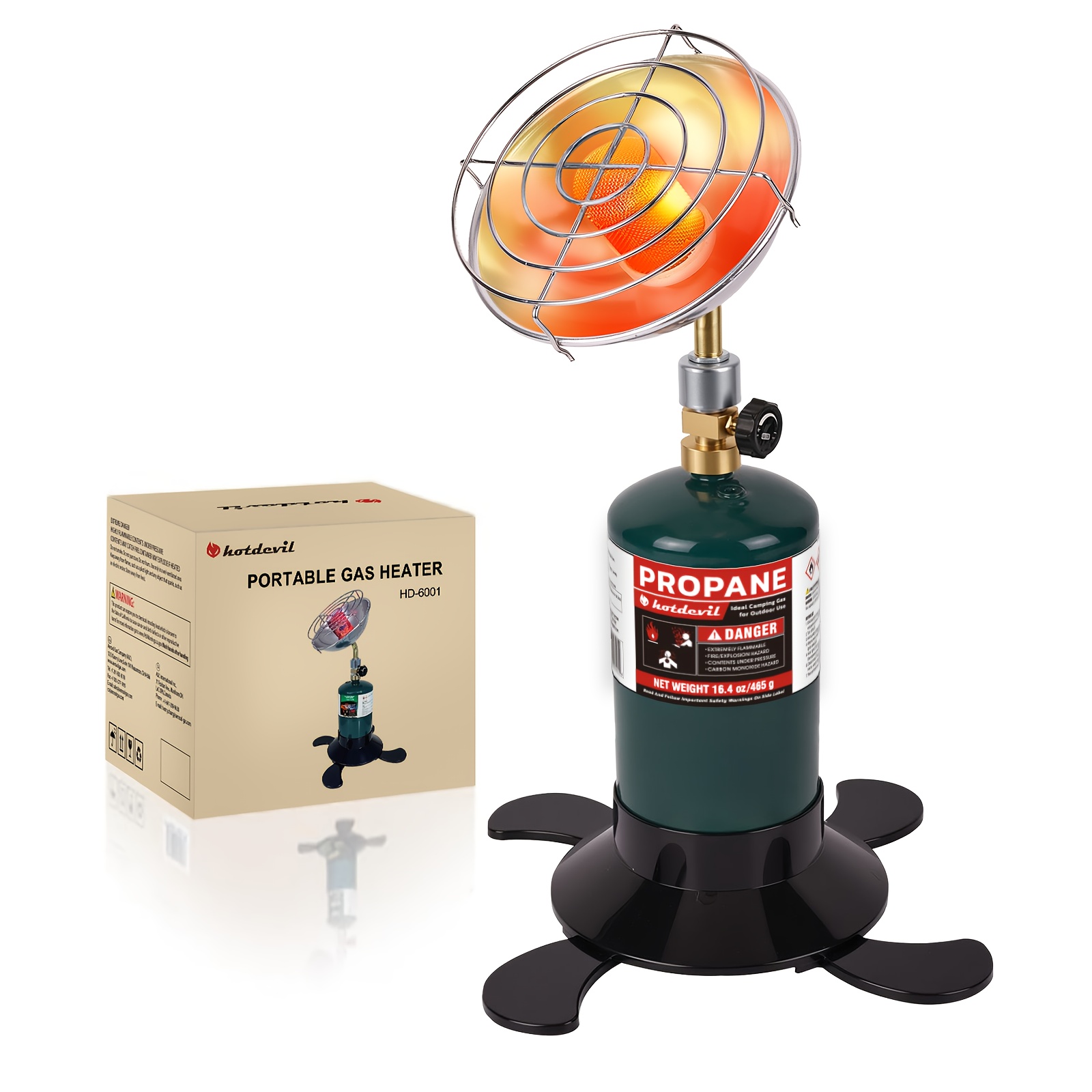 TEMU Portable Heater For Camping Outdoor Space Propane Heater 7000btu Power With Control Valve Patio Heater 1lb Small Propane Gas Tank Holder Tent