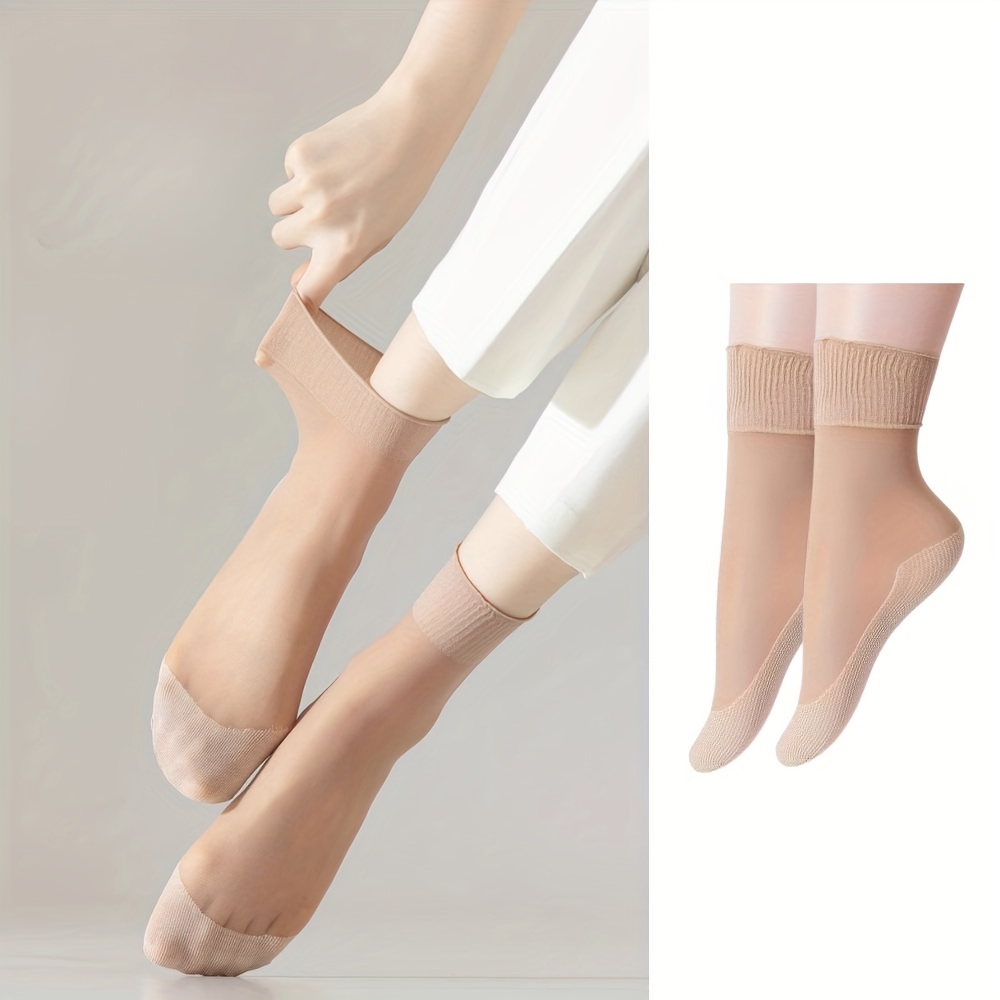 Image of 20 Pairs Women's Sheer Socks With Extra-wide Cuff, Non-binding, Lightweight And Breathable, Non-slip -day , Women's Stockings And Hosiery