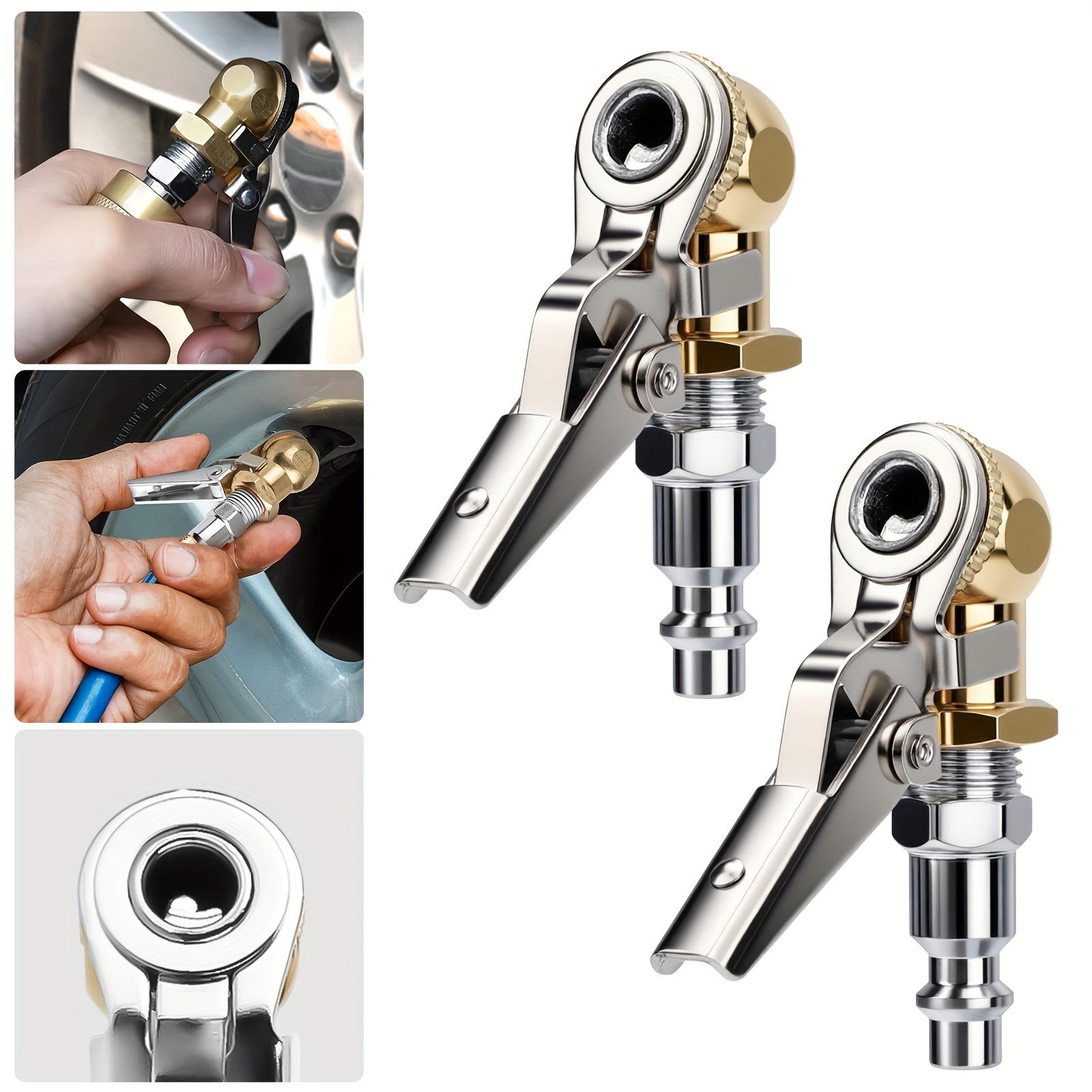 TEMU 2pcs 1/4 Inch Female Npt Tire Inflator With Clip, Locking Quick Connect, Air , Male , Clip-on Air For Truck Rv Auto Car Air