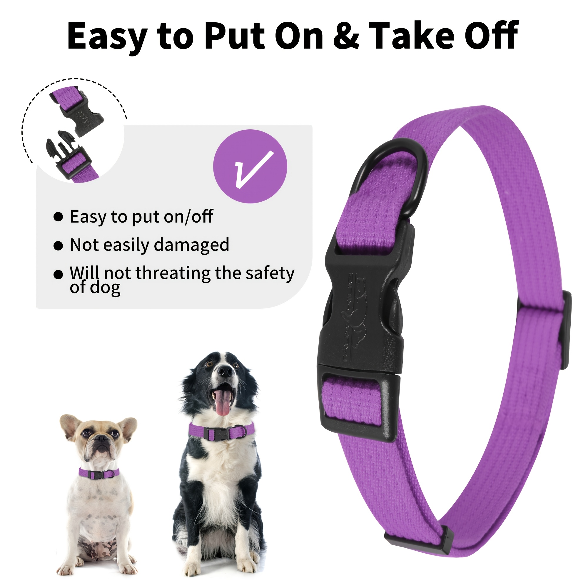 Dog Collar, Soft Comfortable Material with Quick-Release Buckle