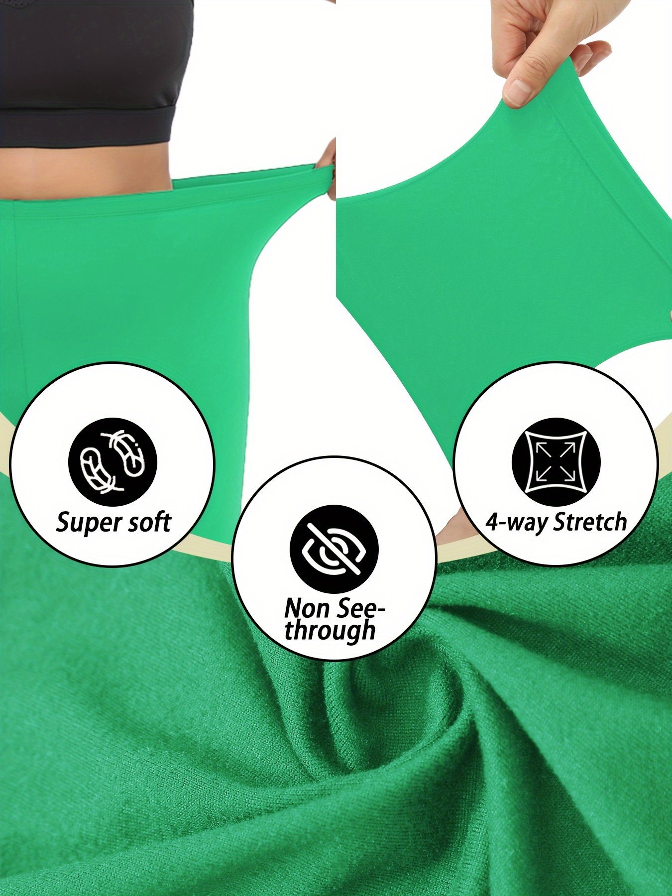 Plus Size Vibrant Green Biker Shorts for Women - Super Soft, No-See-Through, High-Waisted Workout & Yoga Gear, 15.24cm Inseam, Stretchy Polyester/Spandex Blend, Machine Washable, Plus Size Shorts