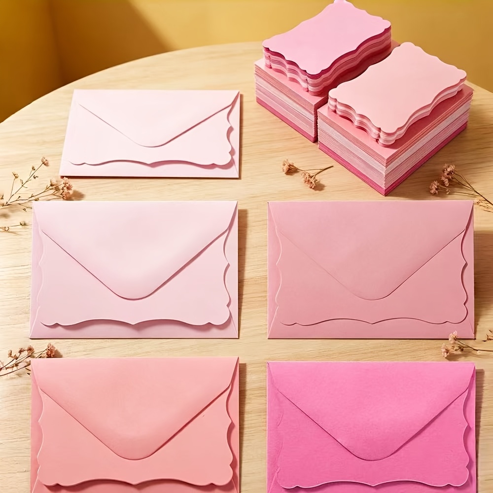 TEMU 30pcs Pink Mini Envelopes, Business Envelopes With Cards, In 5 Colors, Suitable For Graduation, Weddings, Birthdays, Invitation Cards, Parties