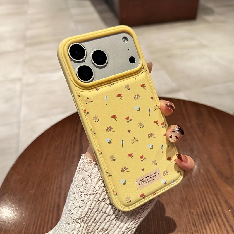 TEMU para Teléfono - Una Minimalista con Diseño Floral Inglés y Pantalla Completa, Ideal para Otoño e Invierno. una de Cuero Sintético y un Cojín de