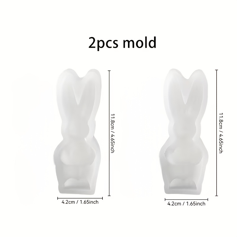 Set Of 2 Easter Couple Rabbit Candle Molds, Clay Molds, Silicone Molds