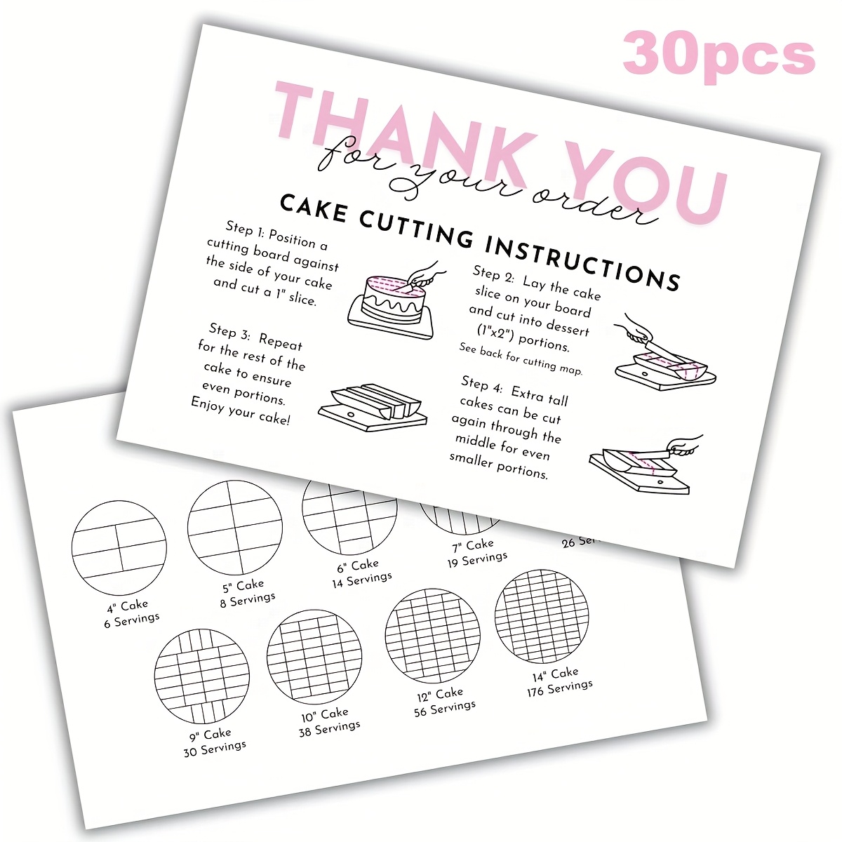 

30pcs Cutting Instructions Includes Instructions For Cutting Round Cakes, Suitable Of Cakes 6x4inch