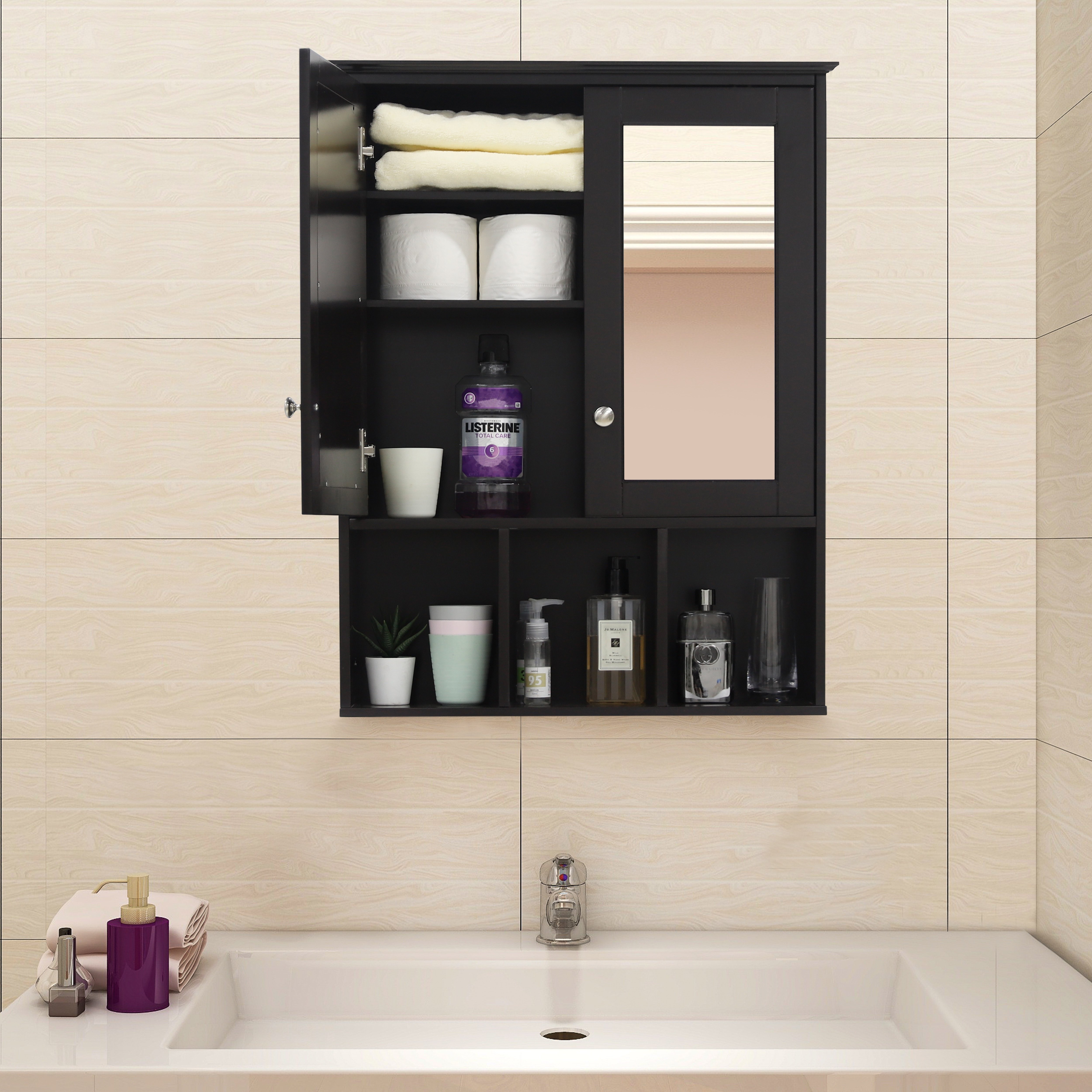

30.4'' Tall Medicine Cabinet For Bathroom W/dual Mirror Doors & Adjustable Shelves, Bathroom Cabinet Wall Mounted Large Size