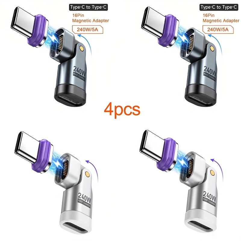 Image of 16pin Usb C To Type C Magnetic Otg Adapter Pd 240w Fast Charging Data Usb C Female Converter For Xiaomi