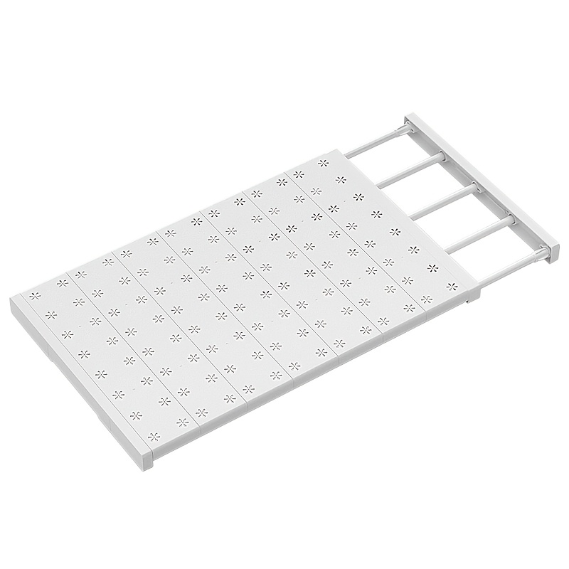 TEMU Adjustable Metal Storage Rack For Closets, Featuring A Tension Shelf Rod That Expanded, Ideal For Organizing Cabinets, Wardrobes, Cupboards,