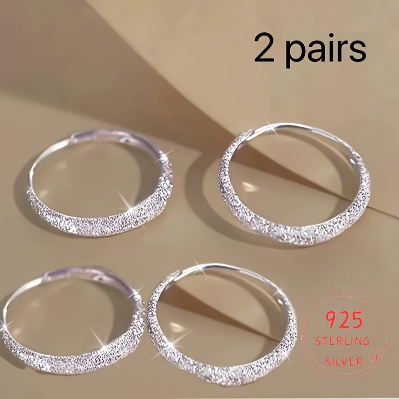 TEMU [925 ] S925 Pound-level Exquisite Light Luxury Texture Women's Elegant One-piece Earrings, Matte Stud Earrings Set ()