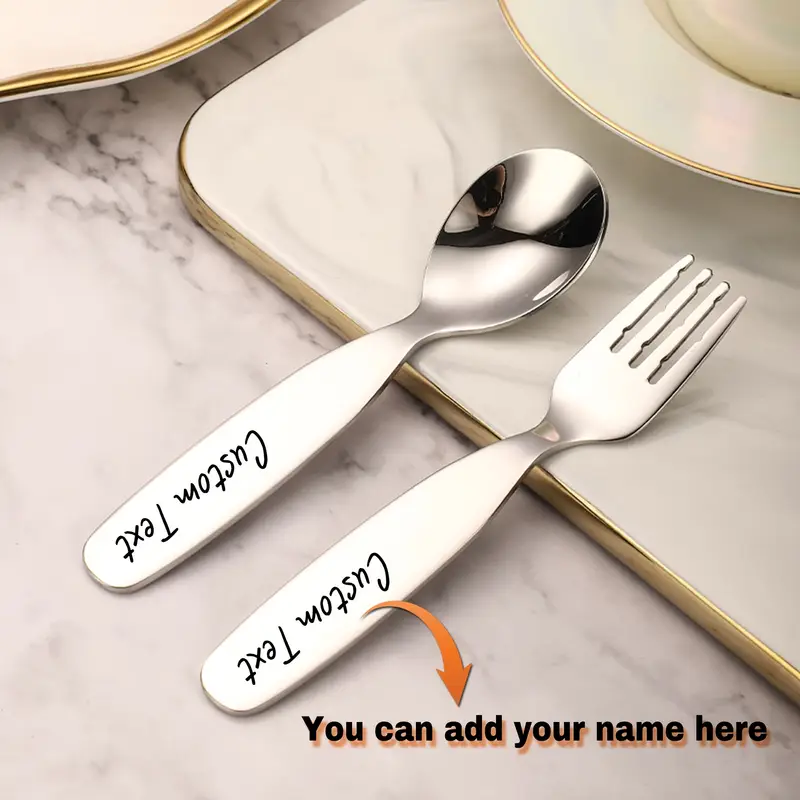 2pcs stainless steel personalized cutlery set custom engraved name fork and spoon ideal gift for and versatile tableware for home and special occasions Product details 2