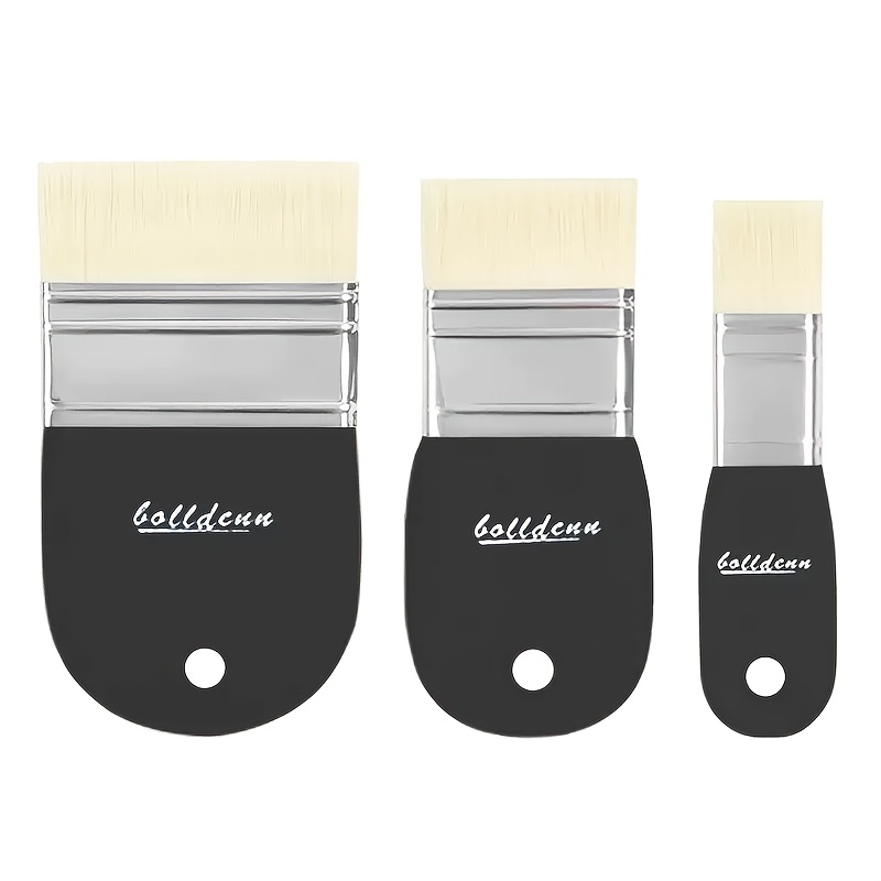 Image of 3pcs Flat Paddle Brush Set, Suitable For Acrylic, Oil Painting, Paint, Varnish, Watercolor, Painters, Students, Artists And Nylon Painting Brushes For Watercolor Paints