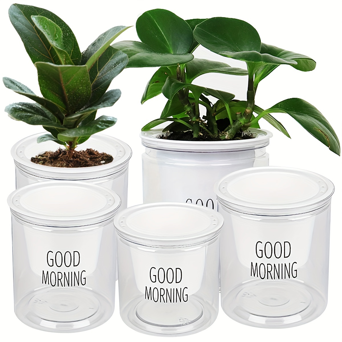 

Contemporary Plastic Self-watering Planter With Large Capacity - Suitable For Indoor Plants, Flowers, And Herbs