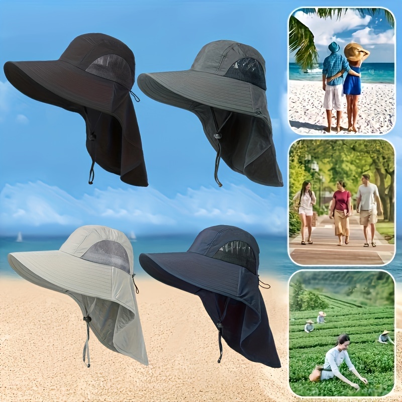 

Unisex Uv Protection Hat, Summer Outdoor Camping Riding Sunscreen Cap, Wide Brim Sun Hat With Face & Neck Cover, Fishing Hat, Breathable Bucket Hat